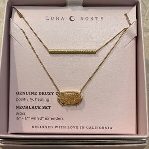 Luna Norte Gold Druzy Necklace Set